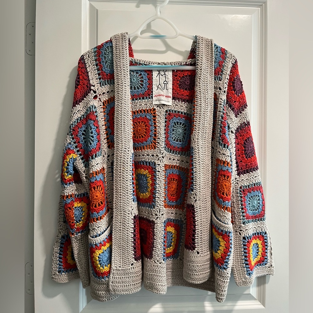 Johnny Was Crochet Hooded Cardigan, Multi-Color
